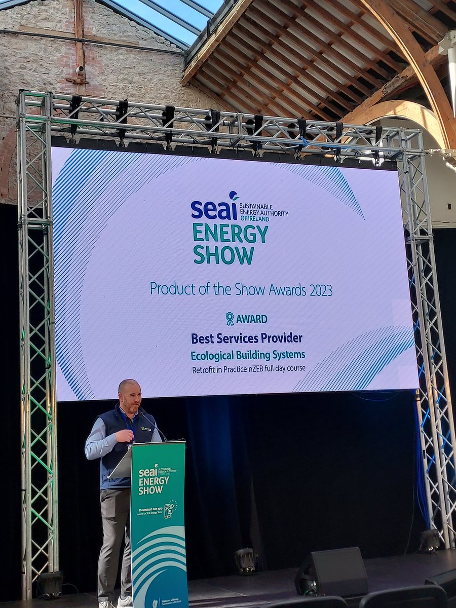 ecologicalbuild's tweet photo. Joe Fitzgerald is up on stage now in the Energy Theatre giving a run-through on our #RetrofitInPractice training course. Drop by for more info #EnergyShow23 https://t.co/gUXiab93Ik https://t.co/BpUYJcJWI0
