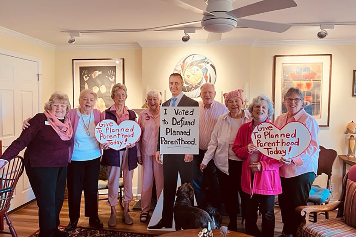 pa_indivisible's tweet photo. Good ol' @SpeakerMcCarthy held a fundraiser for   @RepBrianFitz  last night, so our #EldersIndivisible held their own fundraiser. Instead of donating to anti-choice, #UNrepresetitive Fitzpatrick, they donated to @PPact , an org their Rep has voted to defund in "his honor" https://t.co/OnAdA20U2m