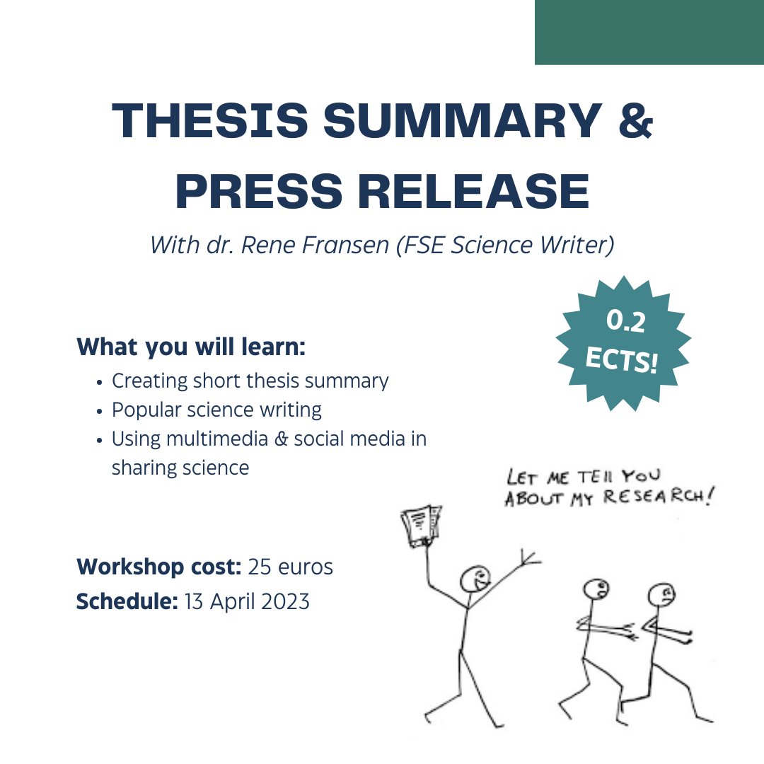 Learn to write catchy thesis summaries &amp; engaging science news pieces while mastering multimedia storytelling in this workshop! Transform your grant proposal into a social media hit. Bring your laptops &amp; let's get started! bit.ly/3Jyj05N