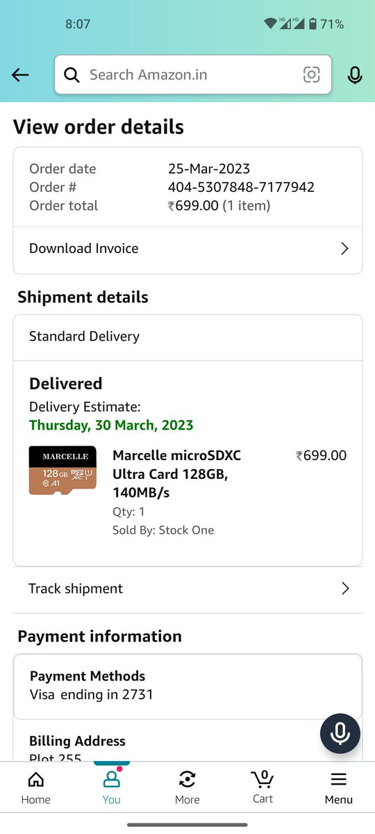 sravanconqu's tweet photo. @amazonIN
I ordered a product worth ₹699 and it was supposed to be delivered today. The delivery agent didn't even attempt the delivery and it's showing product is delivered in the app. Please look into the issue.
Order id : 404-5307848-7177942 https://t.co/5WoodUdiVc