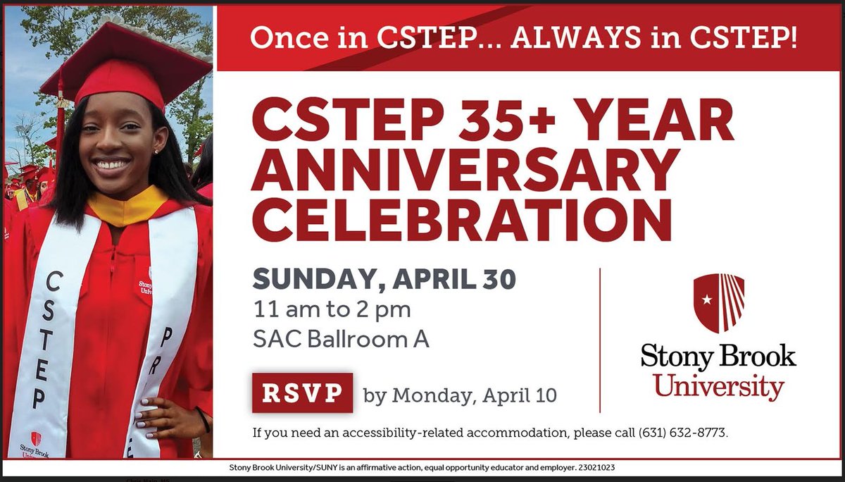 CEASSBU's tweet photo. Our Collegiate Science and Technology Entry @sbucstep Program CSTEP has actively diversified STEM at SBU for 35 Plus Years! Calling all CSTEP Alumni, join our celebration! RSVP here: https://t.co/nB0lOMLnhu https://t.co/Ixx6eHUqDT