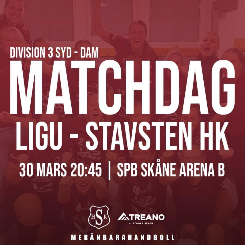 stavstenhk's tweet photo. MATCHDAG - DIV 3 DAM

Ikväll spelar våra vinröda damer säsongen sista seriematch. LIGU står för motståndet och matchen spelas i Lund. Avkast 20:45.

Nu avslutar vi säsongen på bästa sätt!

Dagens match presenteras i samarbete med Treano.

#viärstavsten https://t.co/hZG6HB8v3H