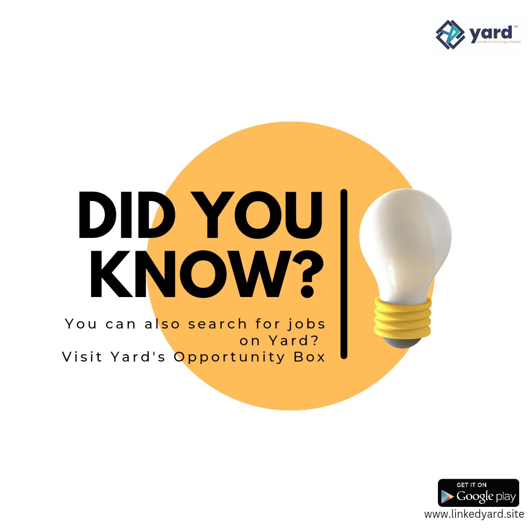 YARDTECH01's tweet photo. Find your dream job on Yard
#thisisyard #jobs #remotework #techjobs #businesses #switch #online #tech #trending #coding #internship #jobsearching #Survivor #techlology https://t.co/chR4Zs38KP