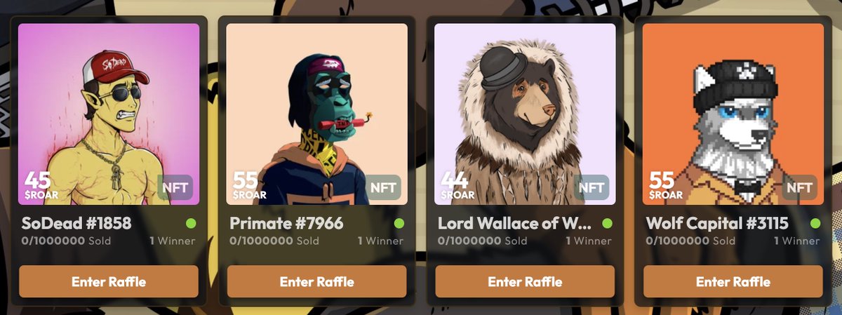 yeahtigers's tweet photo. Staking a Tigers allows you to win this week a @WolfCapital_, a @DandiesNFT, @SoDeadNFT and a @Primatesnft 👀

Enter now 👇 
https://t.co/e3xgDe9Ul1

Don't miss your chance! Seize it! 🧡 https://t.co/g4dge9fLIj