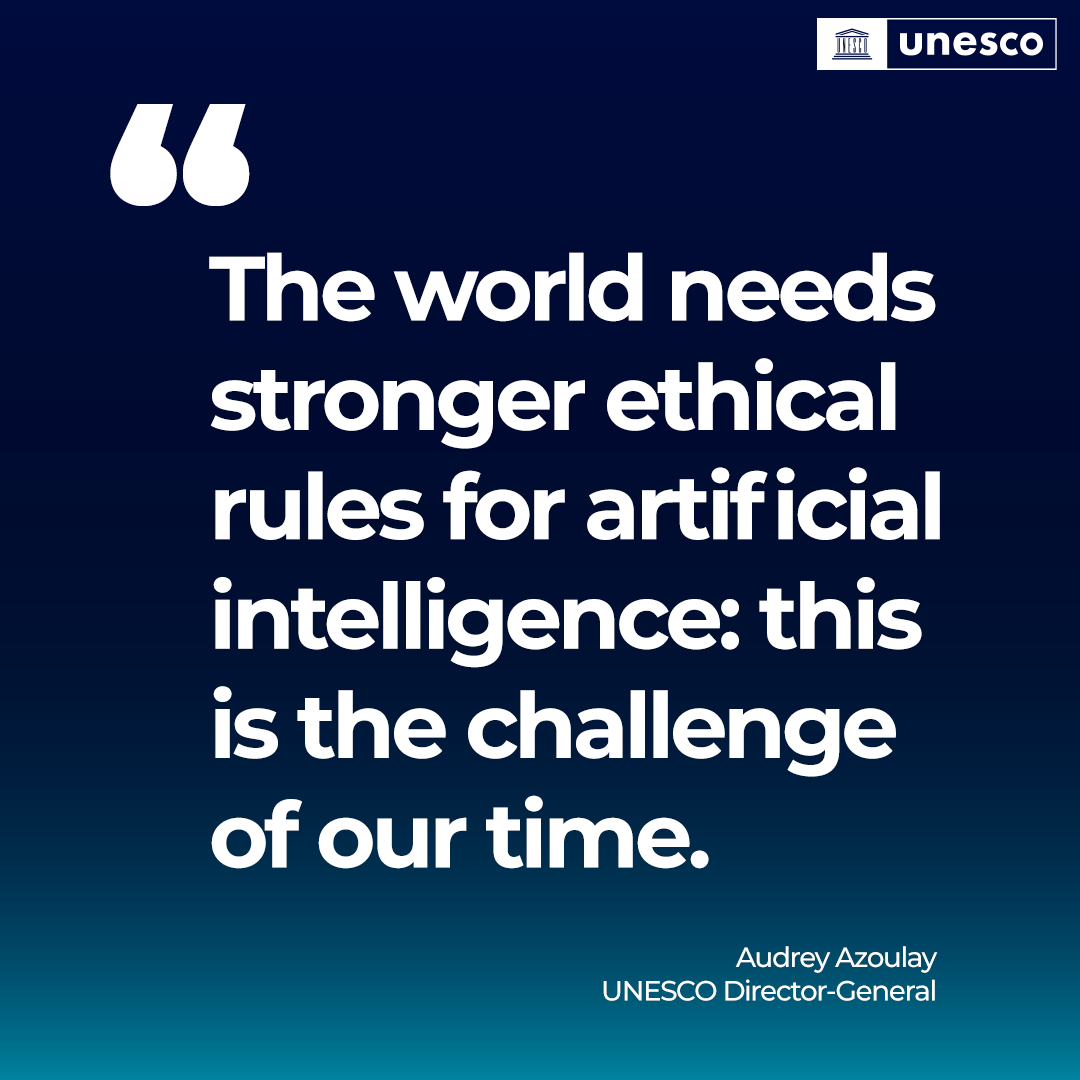 UNESCO 🏛️ #Education #Sciences #Culture 🇺🇳 (@unesco) on Twitter photo 🔴BREAKING🔴
<a href="/UNESCO/">UNESCO 🏛️ #Education #Sciences #Culture 🇺🇳</a> calls for countries to immediately implement its Recommendation on the Ethics of #ArtificialIntelligence.
This comes after over 1000 tech workers called this week for a pause in the training of the most powerful #AI systems.
📰 on.unesco.org/3nvUgme 🔴BREAKING🔴
<a href="/UNESCO/">UNESCO 🏛️ #Education #Sciences #Culture 🇺🇳</a> calls for countries to immediately implement its Recommendation on the Ethics of #ArtificialIntelligence.
This comes after over 1000 tech workers called this week for a pause in the training of the most powerful #AI systems.
📰 on.unesco.org/3nvUgme
