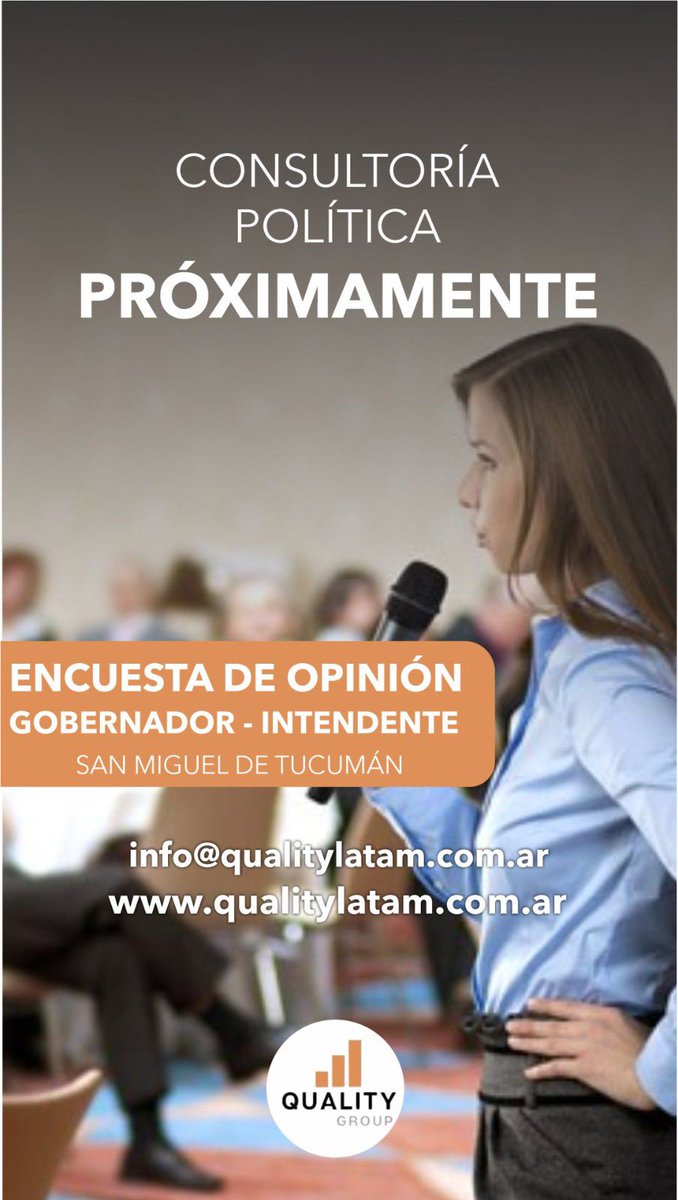Un año electoral en 📍Tucuman, Argentina.

Quality Group se destaca por sus años de trayectoria y experiencia en estudios electorales y de coyuntura.

¡Estás a tiempo de elegirnos!

#qualitygroup #elecciones #2023