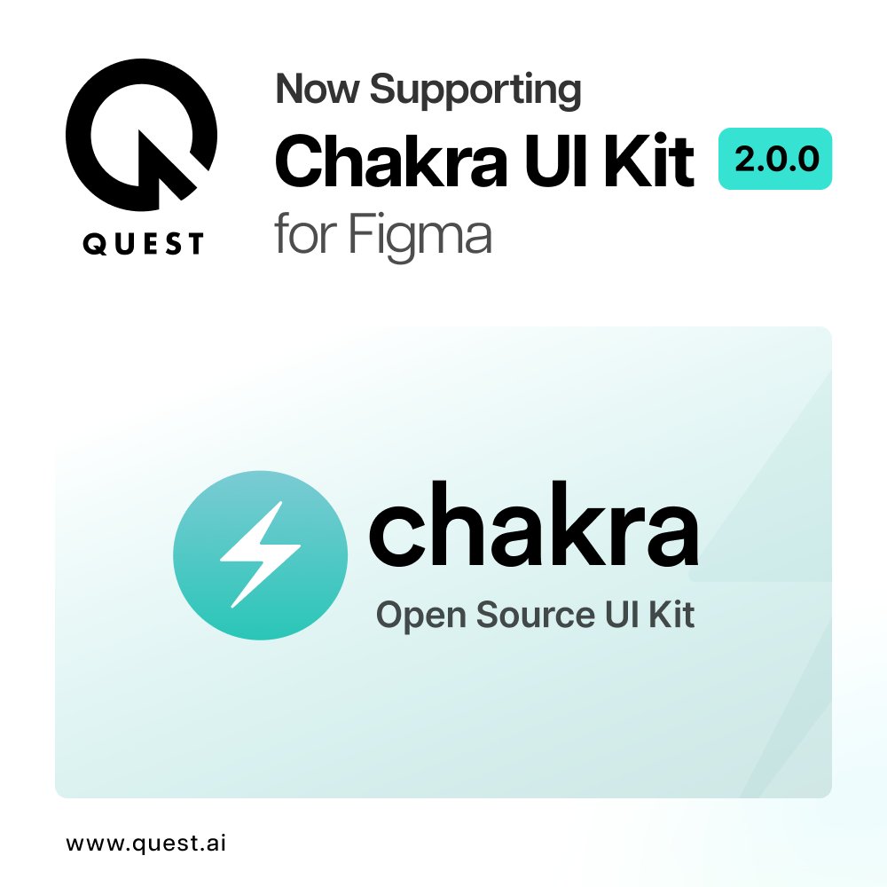 Quest now supports <a href="/chakra_ui/">Chakra</a>!
Using the Chakra UI Kit 2.0.0 from the <a href="/figma/">Figma</a> community, you can automatically generate working Chakra UI components using the Quest plugin

Try it free: quest.ai

#nocode #chakraui #reactjs #questai #frontenddev #uiux #webdev #nextjs