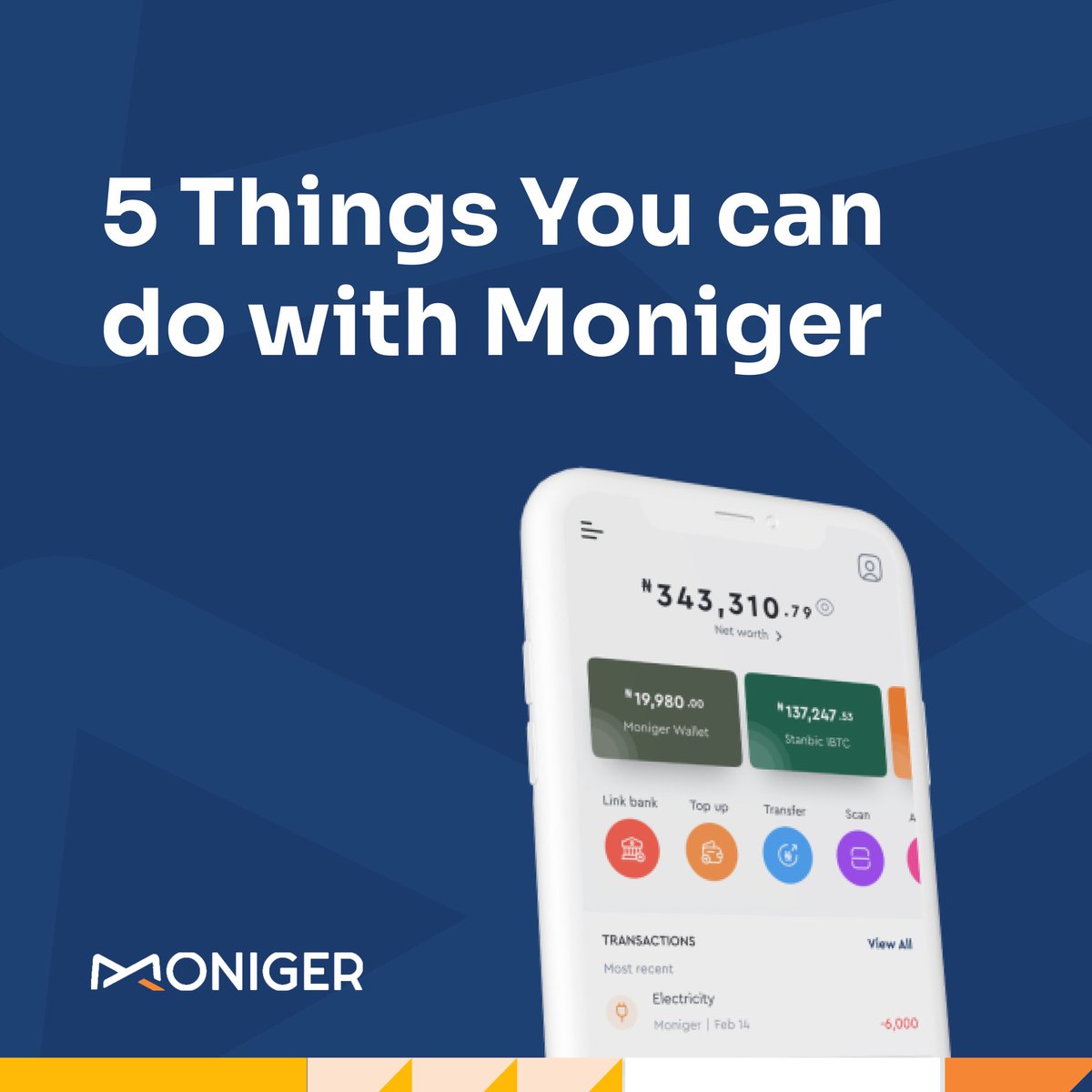 MonigerHQ's tweet photo. Building wealth takes time, patience, & discipline but we are your best financial partner and we’re ready to help you navigate your finances!
Here are 5 Things You can do with #Moniger 👇(a thread)
#moneymanagement
#TheMoneyManager #monigerhq #personalfinance https://t.co/5OeEBE3UkW