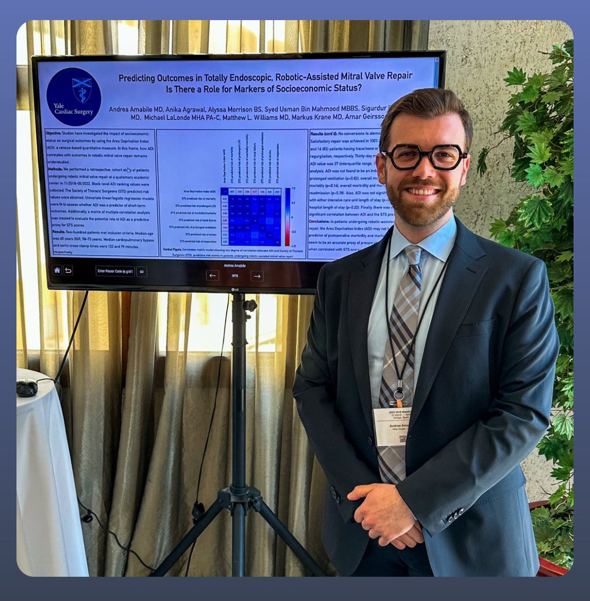 AndreaAmabileMD's tweet photo. Presenting on #robotic #mitral valve #repair outcomes at @HeartValveOrg in the beautiful Málaga on behalf of our amazing research team 🫀 Thank you @YaleCardiacSurg for the opportunity!🇪🇸 https://t.co/OIIs5KbkNR