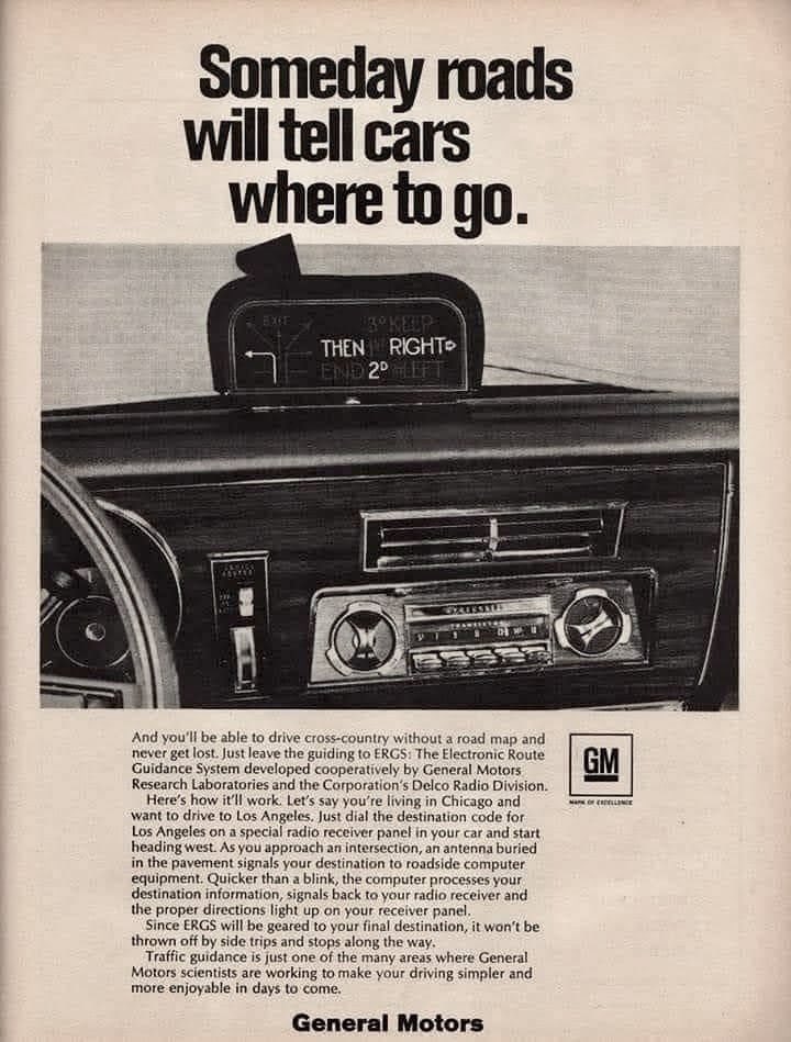 edson_ugalde's tweet photo. Un anuncio de General Motors de 1969 que promocionaba un sistema de navegación para autos… https://t.co/1WTfGxTEQn