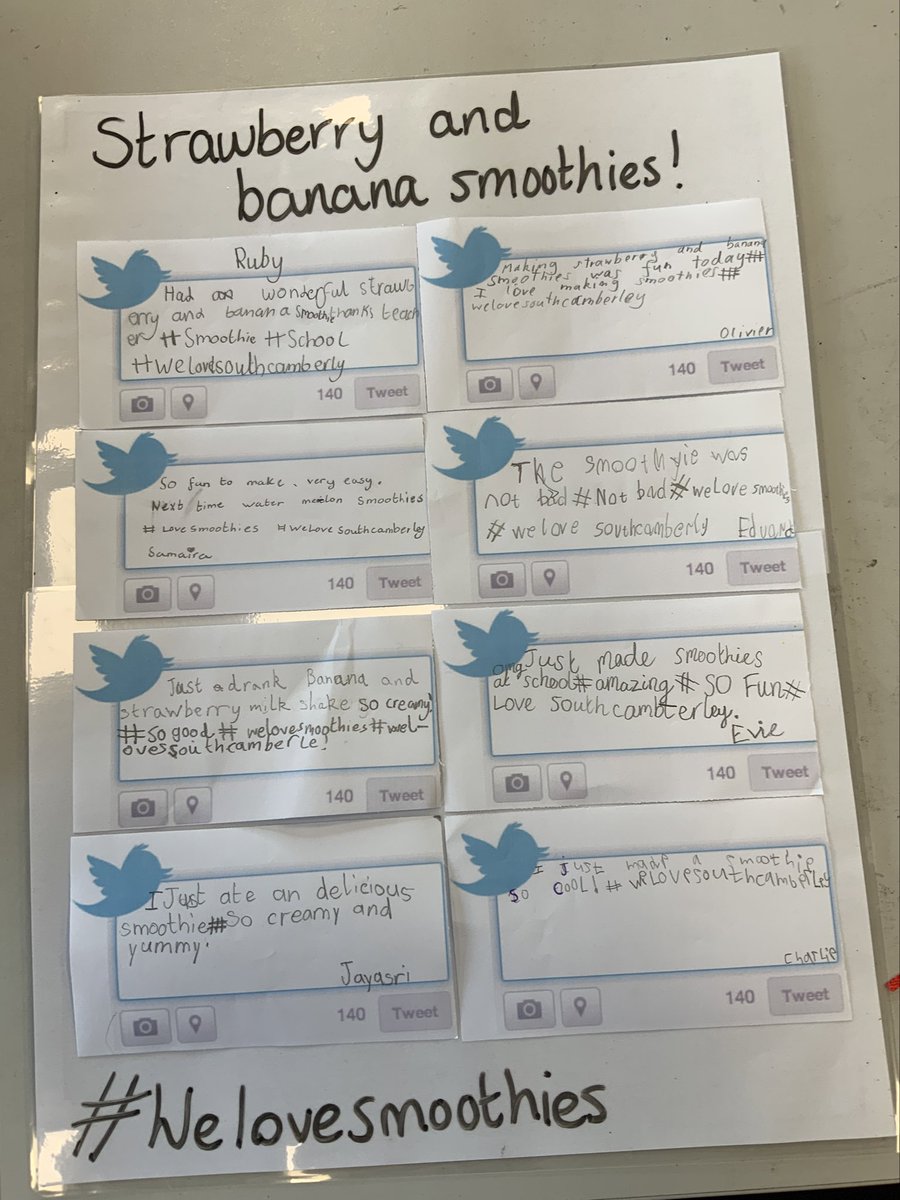 Year3SouthCamPr's tweet photo. We loved making our smoothies. Check out our tweets! #welovesmoothies #dtweek #welovesouthcamberley #foodtech https://t.co/ppeO47Qncu