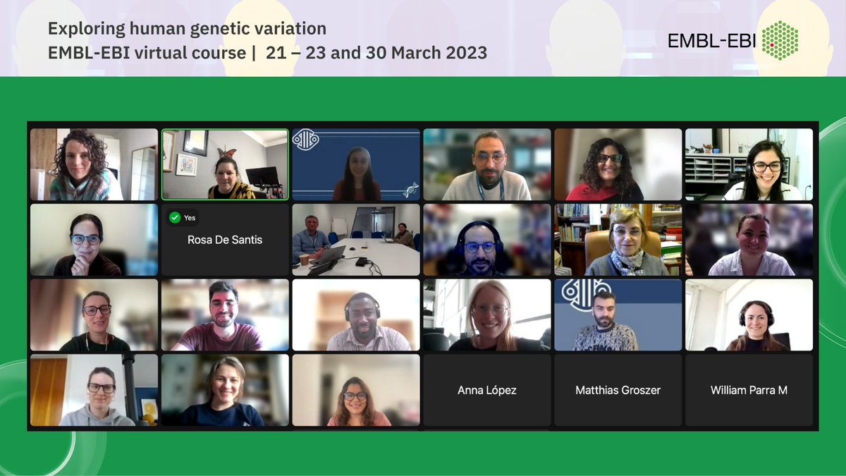 We had a great time last week on our virtual human #geneticvariation course &amp; loved having you back for today's follow-up session.

Interested in attending the 2024 version? Sign up for alerts and receive updates in your inbox as the course develops: mailchi.mp/ebi/hgv24_aler…