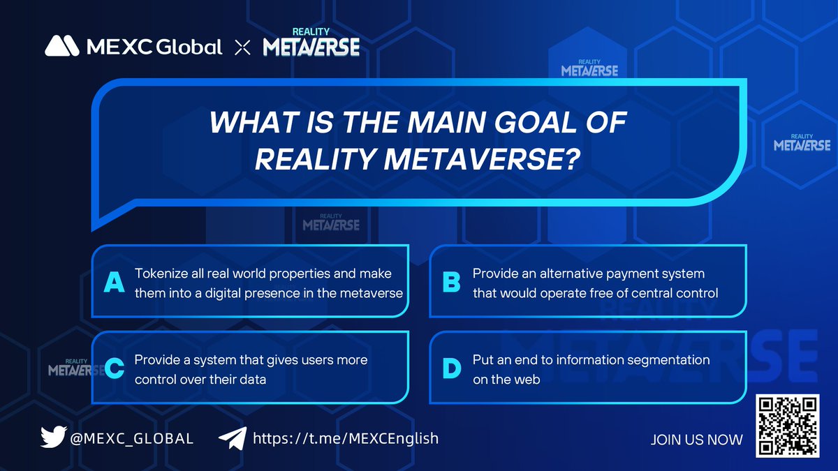 MEXC's tweet photo. #MEXC x #RealityMetavere collab quiz - 30,000 $RLTM for grabs!

To enter:
🔹Follow @MEXC_Global &amp; @Realitymeta 
🔹Join MEXC communities: https://t.co/FwcM9OWyNI &amp; https://t.co/K1KfO7dEvu 
🔹Submit your answer in the Google form: https://t.co/CxniGjSqIe https://t.co/cIqWz7vDZG
