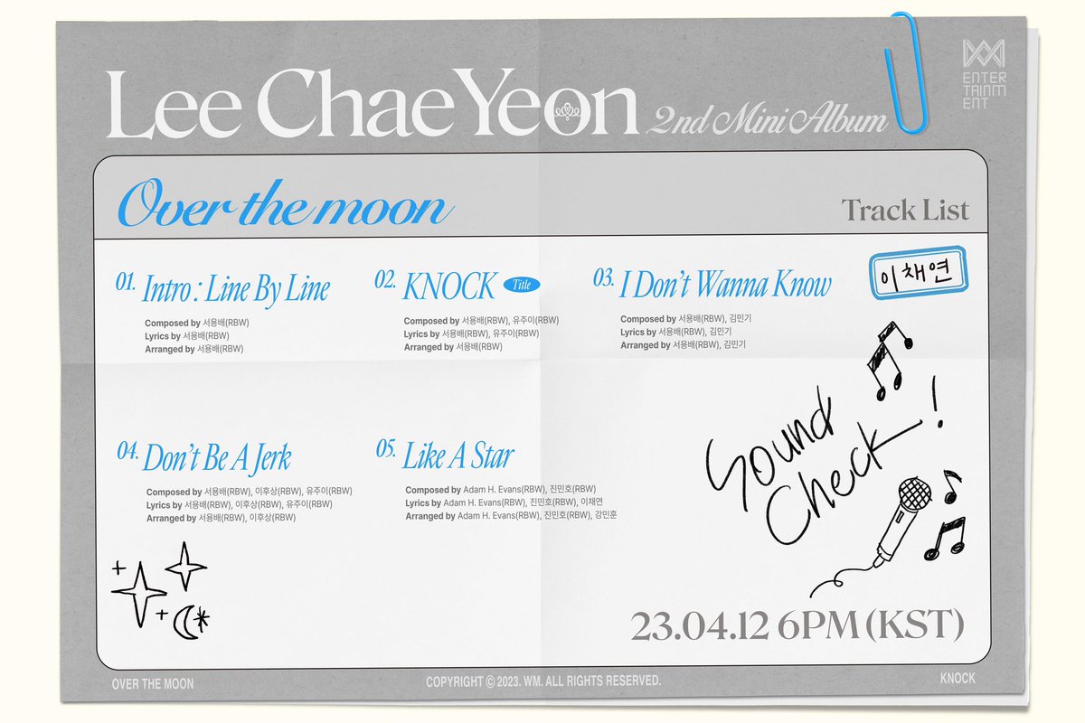이채연 (LEE CHAE YEON)
2nd Mini Album [Over The Moon]

Track List 🗒🎶 
2023.04.12 6PM (KST)

#이채연 #LEECHAEYEON #OverTheMoon