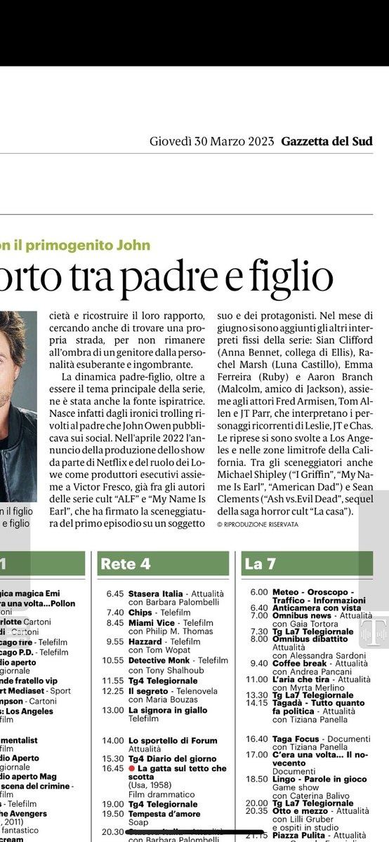 Debutta su <a href="/NetflixIT/">Netflix Italia</a> in contemporanea mondiale,#Unstable, serie dramedy ideata, prodotta e interpretata da Rob Lowe e suo figlio John Owen. Ne parlo oggi su @GazzettaDelSud.