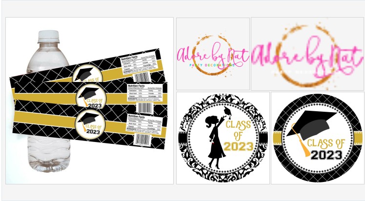 Get ready for #graduation with these water bottle labels buff.ly/3nqoEOK #EJWTT #partydecorations 
adorebynat.com/product/gradua…