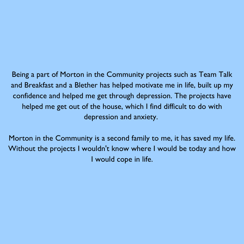 MortonCommunity's tweet photo. 𝟐 𝐃𝐚𝐲𝐬🎂 #Mor10

Meet Stephen - Team Talk Participant.

Stephen tells us about his life and how Morton in the Community projects such as Team Talk and Breakfast has changed it for the better💙

Thank you, Stephen👏

#MoreThanFootball

Donate here➡️ https://t.co/V5qLEW1zdX https://t.co/9DGYcwH0U8