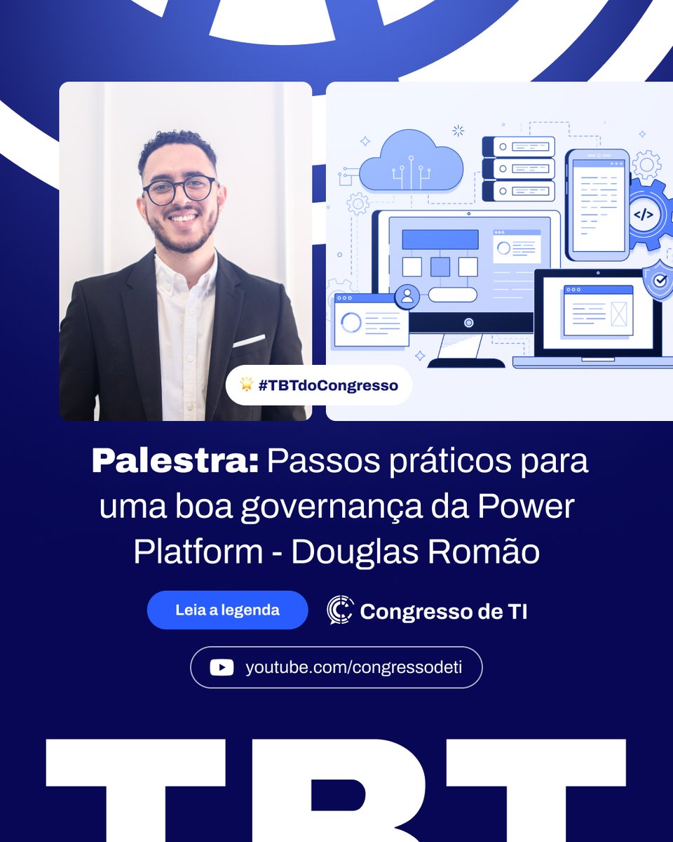 CongressodeTI's tweet photo. No #TBTdoCongresso desta semana confira a palestra de Douglas Romão, Arquiteto Sênior de Soluções na Fellowmind, sobre os passos práticos para uma boa governança da Power Platform.

Confira pelo Link 👇
📲https://t.co/nkqreyCxgd https://t.co/8TGFqQbSTS