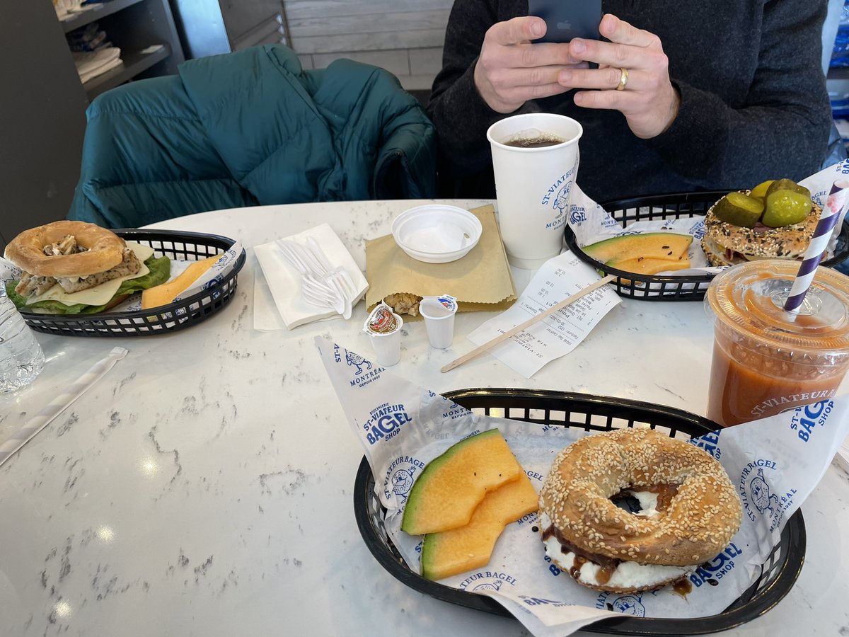 KMarieMD's tweet photo. @lianefeldman thanks for the inspiration   @StViateurBagel did not disappoint. we went to two locations 😋. Great experience with my dear friend Dr Micki Reinhorn and Mom. #bagellover #Montreal @SAGES_Updates #SAGES2023 https://t.co/cnMCtzMgHK