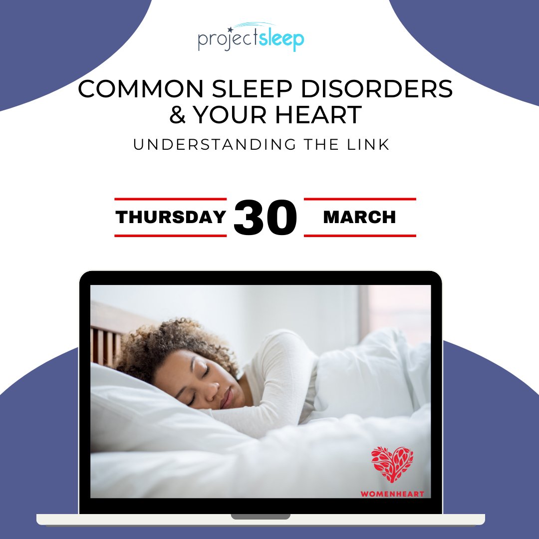 WomenHeartOrg's tweet photo. 🔔 LAST CALL: Today's HeartTalk: " "Common Sleep Disorders & Your Heart: Understanding the Link"💤❤️
🌟Expert panel: Dr. Morse, Lisa Maher, Madalyn Adams
🌟Explore sleep disorders' impact on heart health
🕑 2 pm ET - Don't miss it! Register: https://t.co/BSbWa6ct7t #ProjectSleep https://t.co/T1B3dg2b06