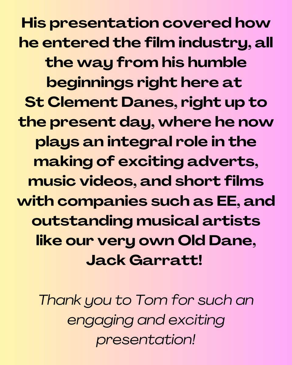 I want to say a MASSIVE thank you to former SCD student, Tom Clarkson for delivering such a brilliant and engaging talk about his career as a Director and Writer!

#careers #careerseducation #creativecareers #creativeindustry #careergoals #careeraspirations #alumniengagement