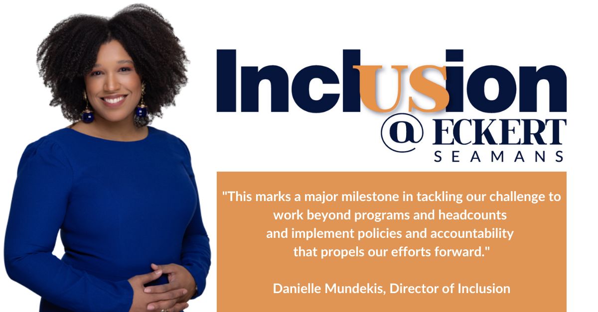 EckertSeamans's tweet photo. Eckert Seamans is pleased to announce we have formed an Inclusion Council led by Director of Inclusion, Danielle Mundekis that is innovative in its combination and prioritization of varied experience levels and work functions across the firm.

Read more: https://t.co/8igWVBuY3f https://t.co/s12FENrgfM