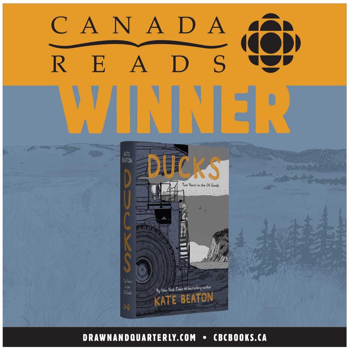 DUCKS by Kate Beaton has won Canada Reads🏆🏆🏆"If you want to change perspective, hopefully action follows suit." - <a href="/beatonna/">Kate Beaton</a> // Thank you 
<a href="/mattearoach/">Mattea Roach</a> <a href="/cbcbooks/">CBC Books</a> !!
