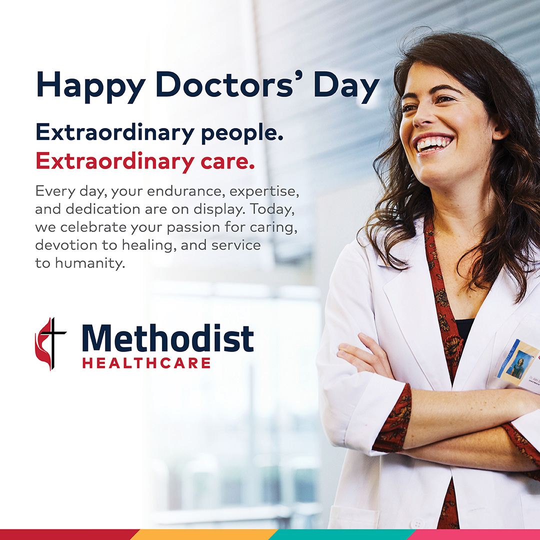 Today on #NationalDoctorsDay, we celebrate your passion for caring, devotion to healing, and service to humanity.

#SAHealth #CareLikeFamily #MethodistHealthcareSA