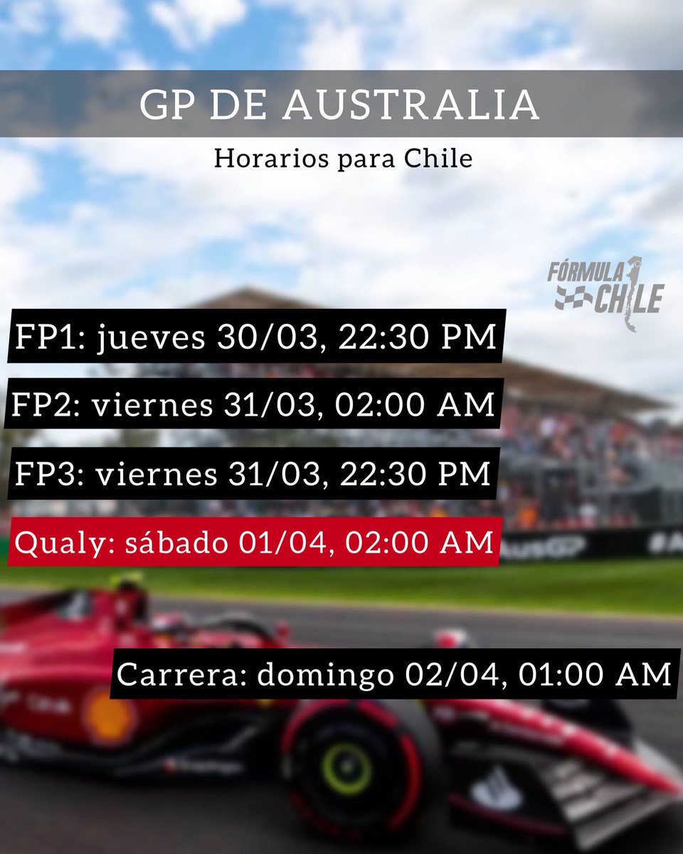 F1 & Motor Chile®️ on Twitter "⏰¡A poner la alarma! GP de Australia