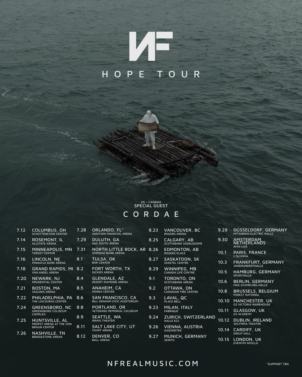 HOPE TOUR - US, Canada, Europe, UK Get more info and access to pre-sales at nfrealmusic.com/tour