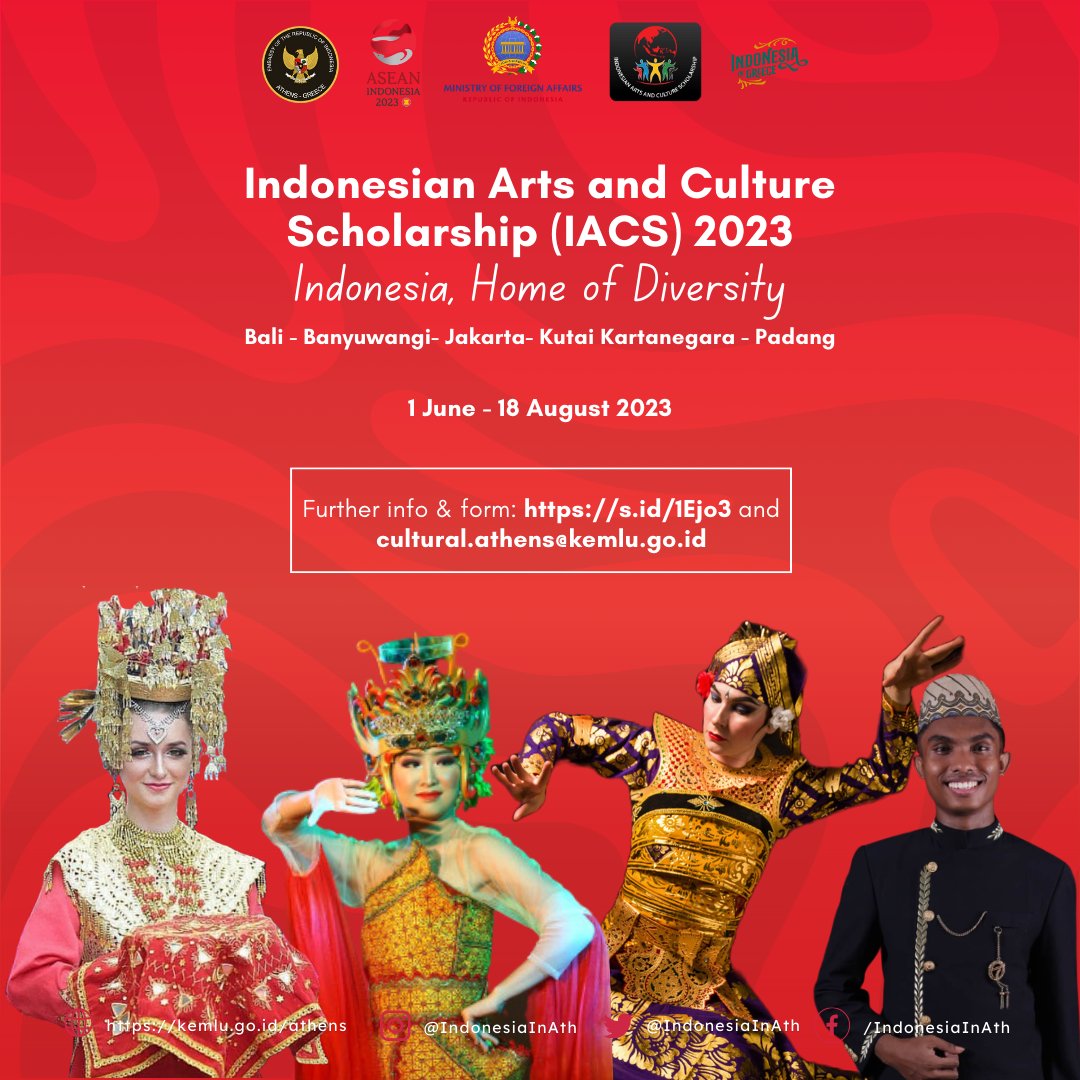 indonesiainath's tweet photo. Calling all #Greeks to apply the Indonesian Arts and Culture Scholarship (IACS), 1 June-18 August 2023
🇮🇩 🇬🇷
#IniDiplomasi
#IndonesianWay
#IACS
#BSBI
#Kουλτούρα
#Υποτροφία
#Ινδονησία
#ΙνδονησίαστηνΕλλάδα
#IndonesiainGreece
#IndonesiainAthens
#KBRIAthena https://t.co/d2IF0tJckC