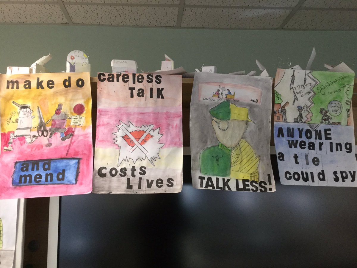 We’ve been giving our World War II propaganda posters a final professional ‘tickle’ using stamps and black ink for our lettering in Year 6 today. Few more to do after the Easter hols then 🐉 🐉🐉🐉🐉🐉