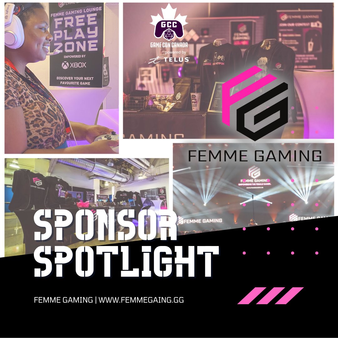 🌟Sponsor Spotlight: Femme Gaming 🌟

@FemmeGamingGG is a women-led esports and gaming organization providing a safe community for women and gender-diverse gamers. Join their community on Discord, follow them on Twitch, and visit the Femme Gaming Lounge at #GCC2023! #femmegaming