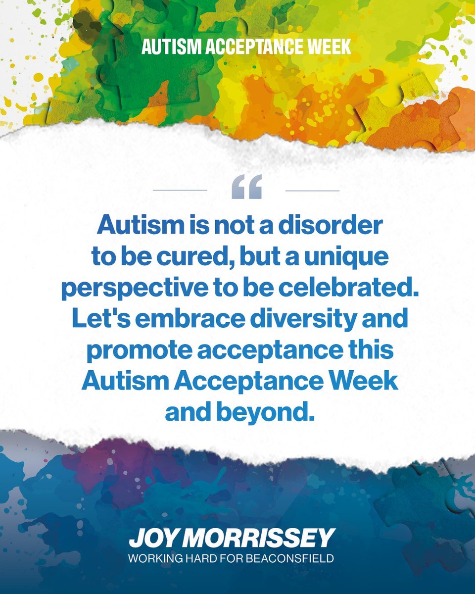 joymorrissey's tweet photo. Let's celebrate our differences this #AutismAcceptanceWeek

We all have a duty to understand what autism is, and more importantly the small changes we can all make to break down the barriers that people with autism face each day. https://t.co/Dyqwd0ZATJ
