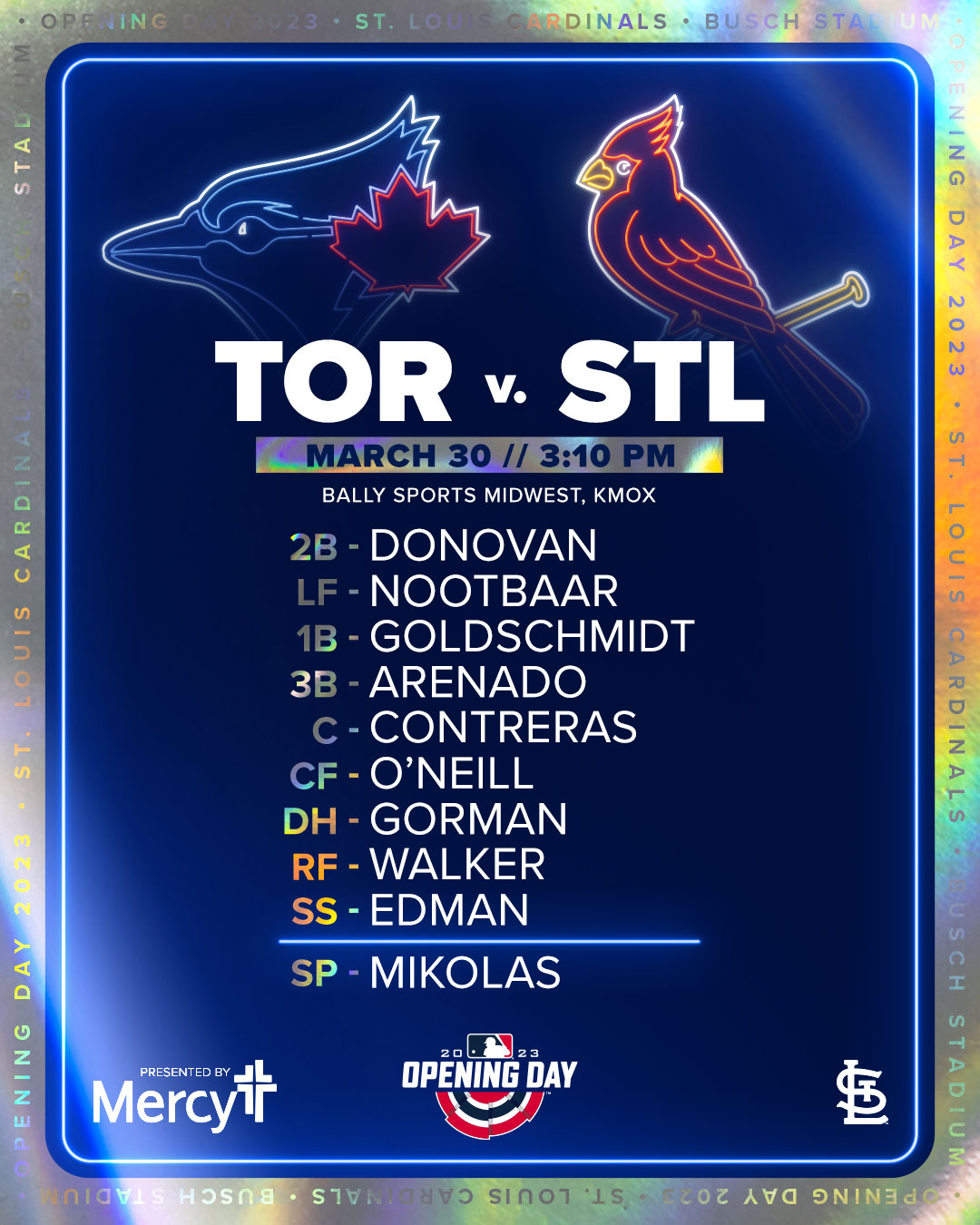 St. Louis Cardinals on X: Our 2023 #OpeningDaySTL lineup! https