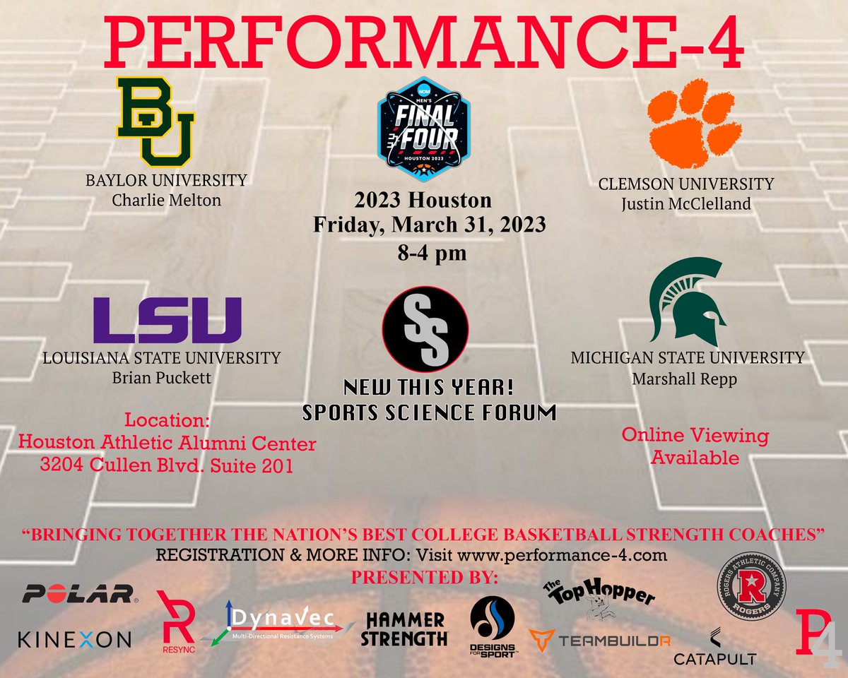 performance_4's tweet photo. Clinic is tomorrow! Not too late to sign up. Walk ups are also welcome.

See everyone who already signed up tomorrow.

Register here: https://t.co/pQ3tz2OQlD

#Performance4 | #FinalFour | #MarchMadness | #StrengthClinic https://t.co/kL6N96Q2Ga