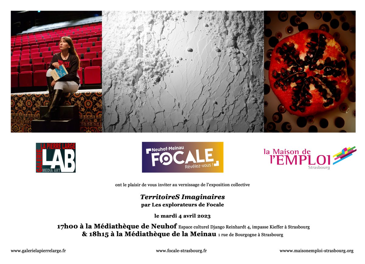 Venez découvrir le 4 avril le travail artistique réalisé par 16 participants du programme #FOCALE. La lecture d’image, la création photographique et l’initiation à la scénographie ont offert aux participants de #FOCALE une exploration en TerritoireS Imaginaires.