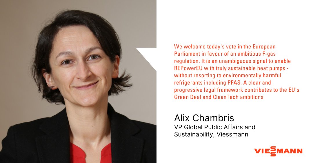 A great step in the fight against #climatechange has been achieved, as <a href="/Europarl_EN/">European Parliament</a> agreed on an ambitious #FGas regulation.

The industry transition is in full-swing, as manufacturers across the #EU including Viessmann rely on environmentally friendly natural refrigerants.