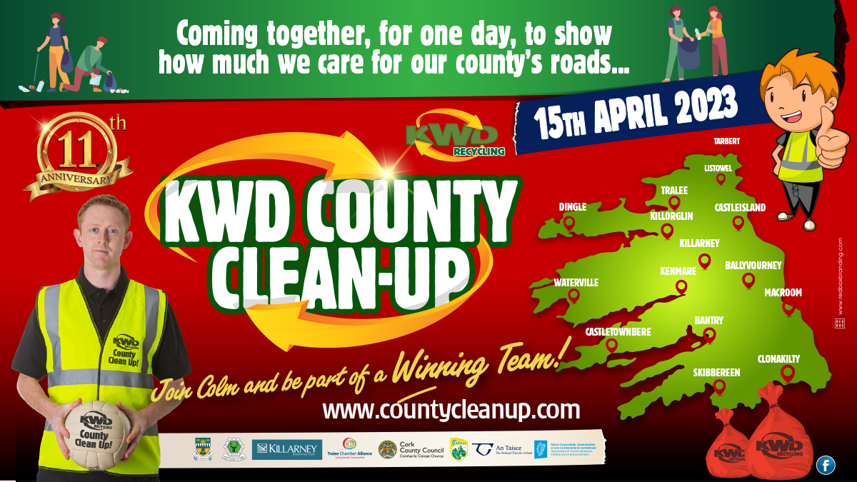 countykerry's tweet photo. The 11th County Clean-up Event will occur on Saturday, April 15th, 2023.
Volunteers can register for the County Clean-Up at https://t.co/UwJZq9YGqY or email KWD at countycleanup@kwd.ie who are happy to help you.
To register for litter pickers, please email environ@kerrycoco.ie https://t.co/BK2b4gLfdd