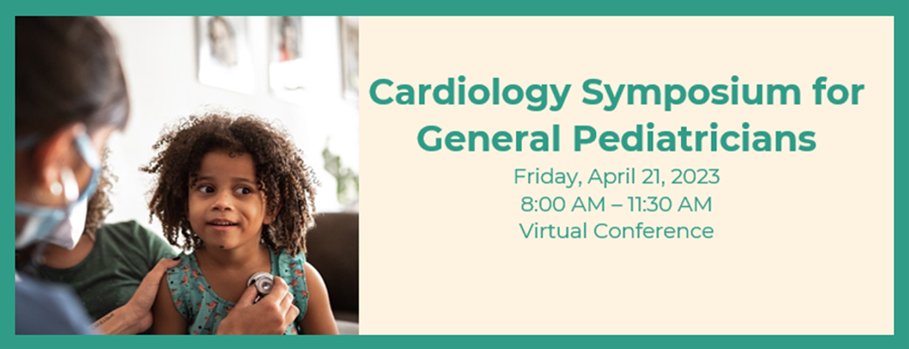 Join us for a free, cardiac symposium for general pediatricians on Friday, April 21 from 8-11am. 

You can participate virtually wherever you are! #CardiacTwitter #MedTwitter #Peds #pediatrician @Nemours