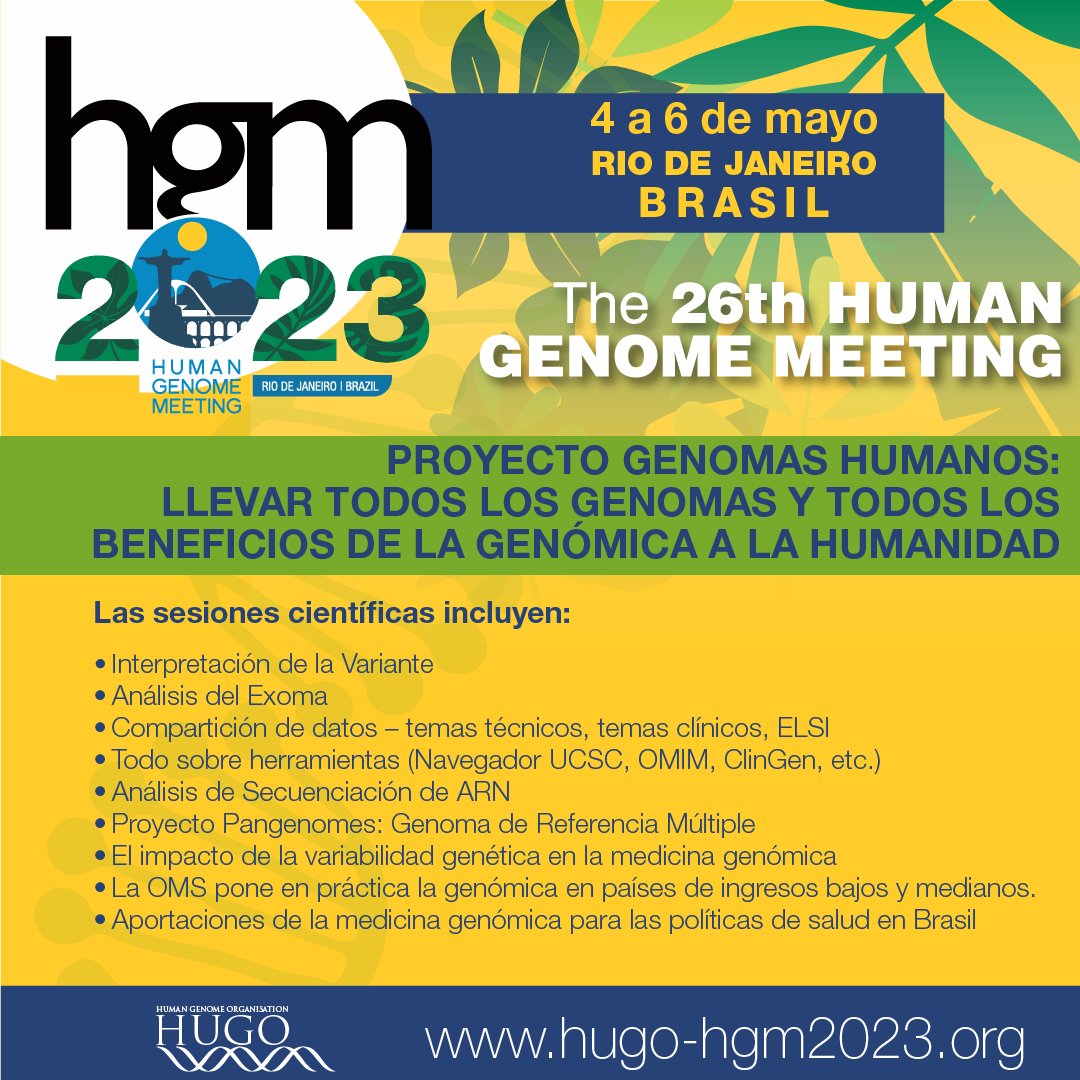 Ricardo Verdugo (@raverdugos) on Twitter photo Proud present at HGM2023 "Challenges for prediction of complex traits in Chileans based on genetic associations from other populations" Symposium The impact of genetic variability in genomic medicine
hugo-hgm2023.org
<a href="/GenomicoChile/">ChileGenomico</a> <a href="/C19GenoNet/">C19 Genomics Network</a> <a href="/LatinGenomes/">LatinGenomes</a> <a href="/CellsLatin/">LatinCells</a> Proud present at HGM2023 "Challenges for prediction of complex traits in Chileans based on genetic associations from other populations" Symposium The impact of genetic variability in genomic medicine
hugo-hgm2023.org
<a href="/GenomicoChile/">ChileGenomico</a> <a href="/C19GenoNet/">C19 Genomics Network</a> <a href="/LatinGenomes/">LatinGenomes</a> <a href="/CellsLatin/">LatinCells</a>