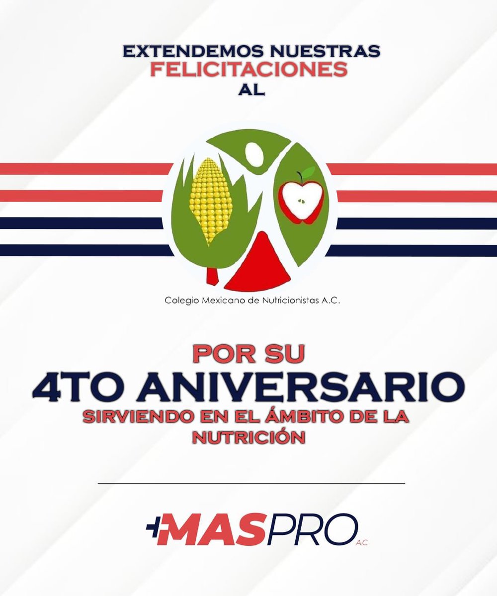 MasproAC's tweet photo. ยก๐
๐๐๐๐๐๐๐๐๐๐ Colegio Mexicano de Nutricionistas comenut AC! ๐๐
Que los aรฑos sigan multiplicรกndose, siempre en pro y beneficio de nuestra sociedad.
#EnProDeNuestroProgreso ๐ค๐ผ๐ง โ๐ผ https://t.co/RMGDK2OREm