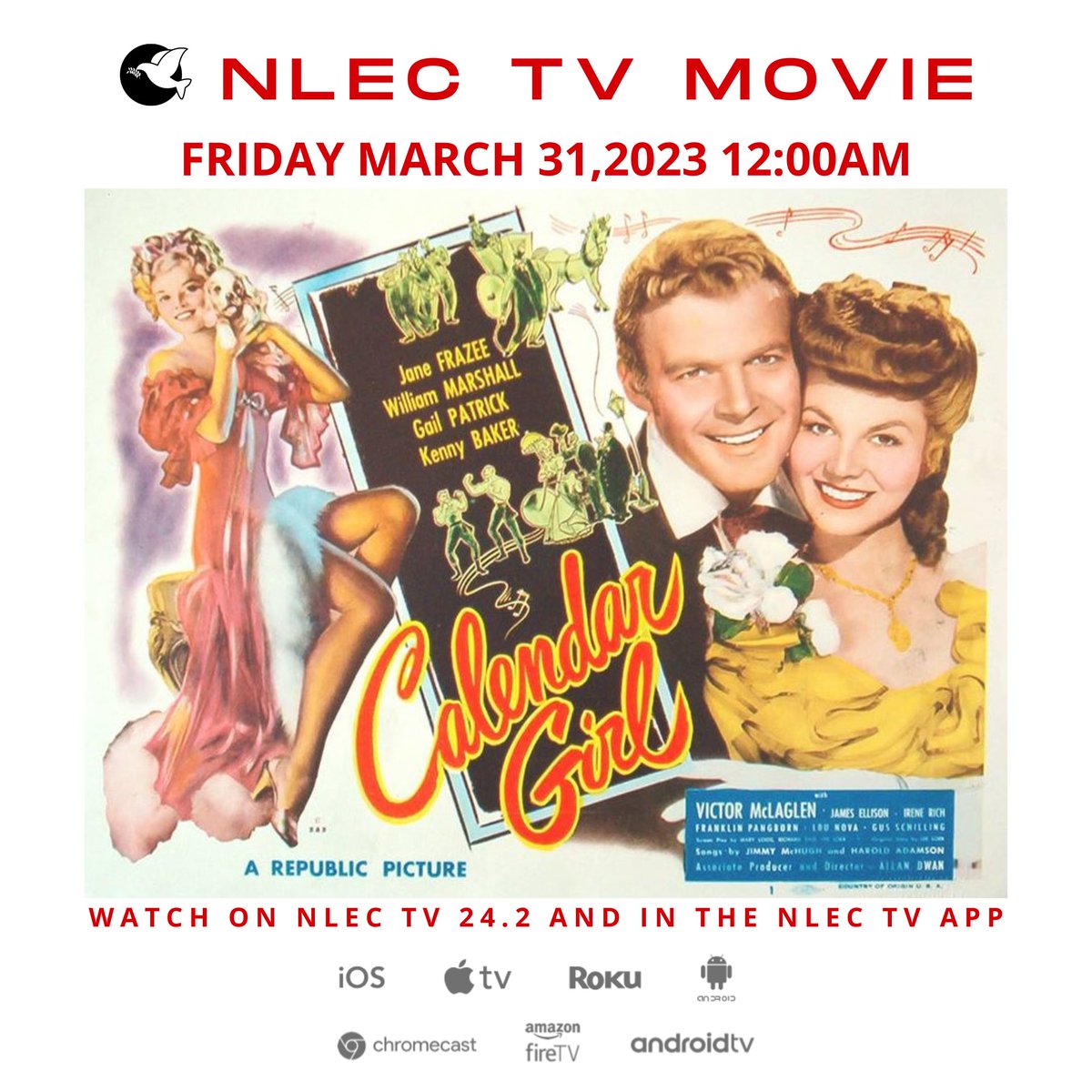 NLECTV's tweet photo. A songwriter finds out that his beautiful girlfriend is going to be an artist's model. #CalendarGirl #janefrazee #williammarshall #gailpatrick #kennybaker #musicalromance #MusicalMovie #musicalmovies #musicals #classicmovie #classicmovies #movie #movies
https://t.co/pdMAk62vVa https://t.co/xFZhySX3o4