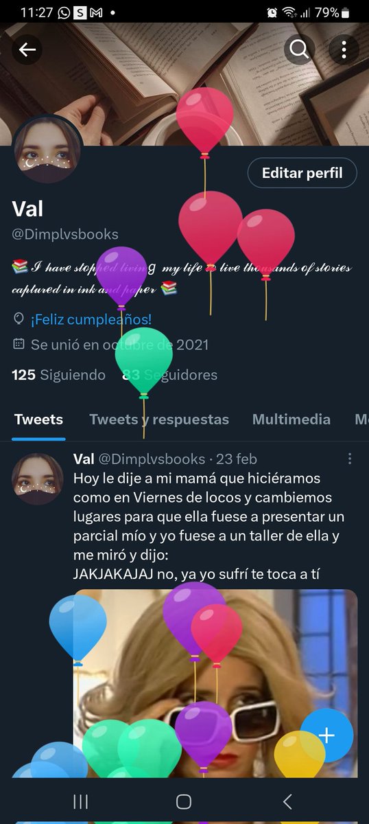 Byvgbooks's tweet photo. Ay me encantan los globitos, ni me había dado cuenta que no había puesto mi cumpleaños en Twitter JAKJAKAJAJJA
Siempre despistada, nunca concentrada  ✌️ https://t.co/EOEyD2hKLD