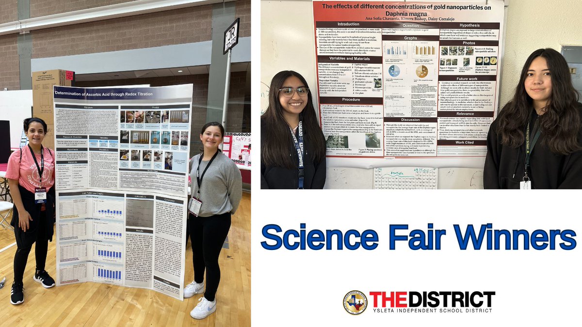 YsletaISD's tweet photo. Congratulations to our YWLA and VVECHS students who received high honors in the Science Fair competition! #THEDISTRICT is proud of you and your accomplishments! Well done!   🏆 🏆 👏 👏 #THEDISTRICTofChampions

Click to read the full story: https://t.co/kkS1IeIiC0 https://t.co/9ZaEUl94dl