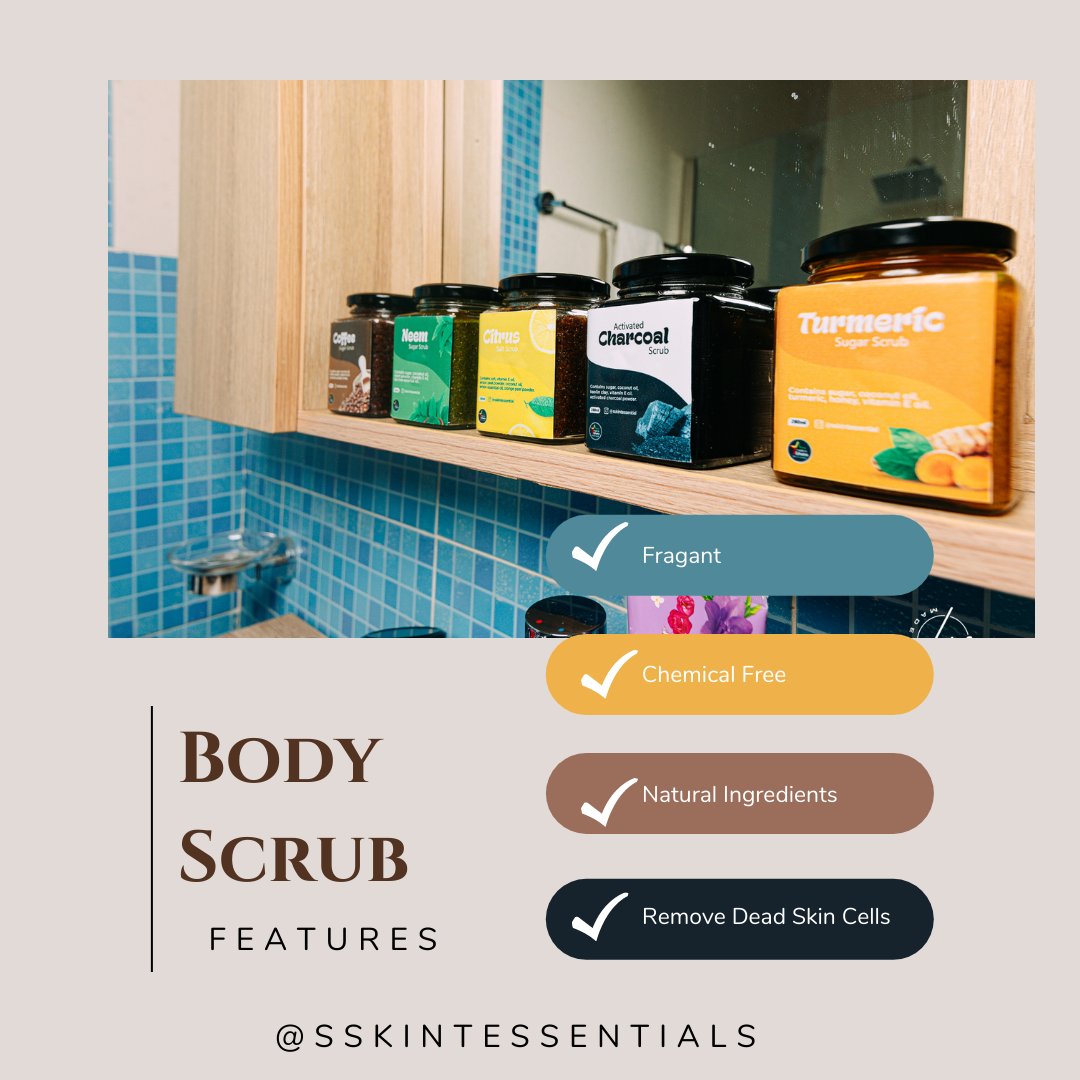 Try out our wide range of Body Scrubs with lots of benefits. Our body scrubs have a sweet fragrance, are filled with natural ingredients, and most importantly remove dead skin cells.   #BodyScrub  #bodyscrubsoap #skincare #skincaretips  
#skincareroutine  #skincareaddict