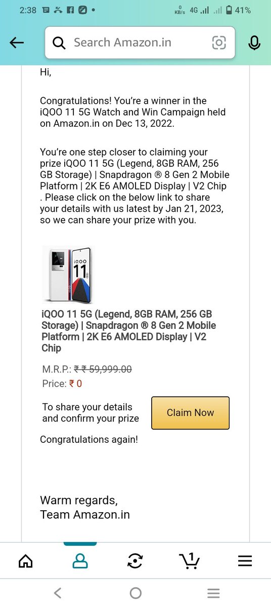 SoniSr6's tweet photo. Aap dekh sakte hai ki ye prize massege 14 january ko aaya hai or claim ke baad 31 january ko prize mujhe milna tha but Aaj 70 days over ho chuka hai . Bahut baar complaint ki but Amazon costumer care koi update nhi de Raha . Bar bar 48 hours ka time mangta hai but not updated... https://t.co/zvHmZonpV8