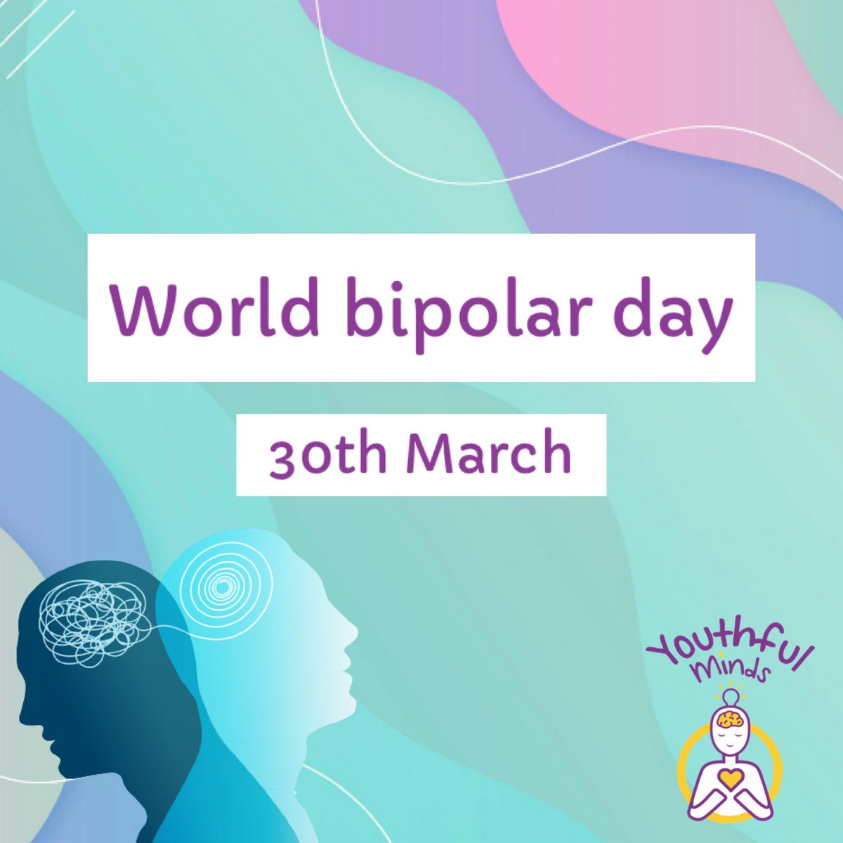 MindsYouthful's tweet photo. Today is world bipolar day. The vision of World Bipolar Day is to bring world awareness to bipolar disorders and to eliminate social stigma.
For more information on bipolar disorders visit:
https://t.co/YNEBa6LFgC
#worldbipolarday #mentalhealth #bipolartogether #shatterstigma https://t.co/3LtG2sVdff