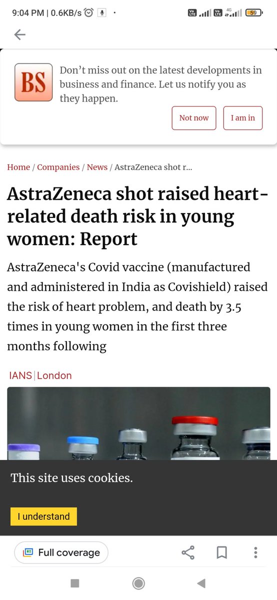 rajeshmsharma's tweet image. AstraZeneca shot raised heart-related death risk in young women: Report
AstraZeneca&apos;s Covid vaccine (manufactured and administered in India as Covishield) raised the risk of heart problem, and death by 3.5 times in young women in the first three months following
