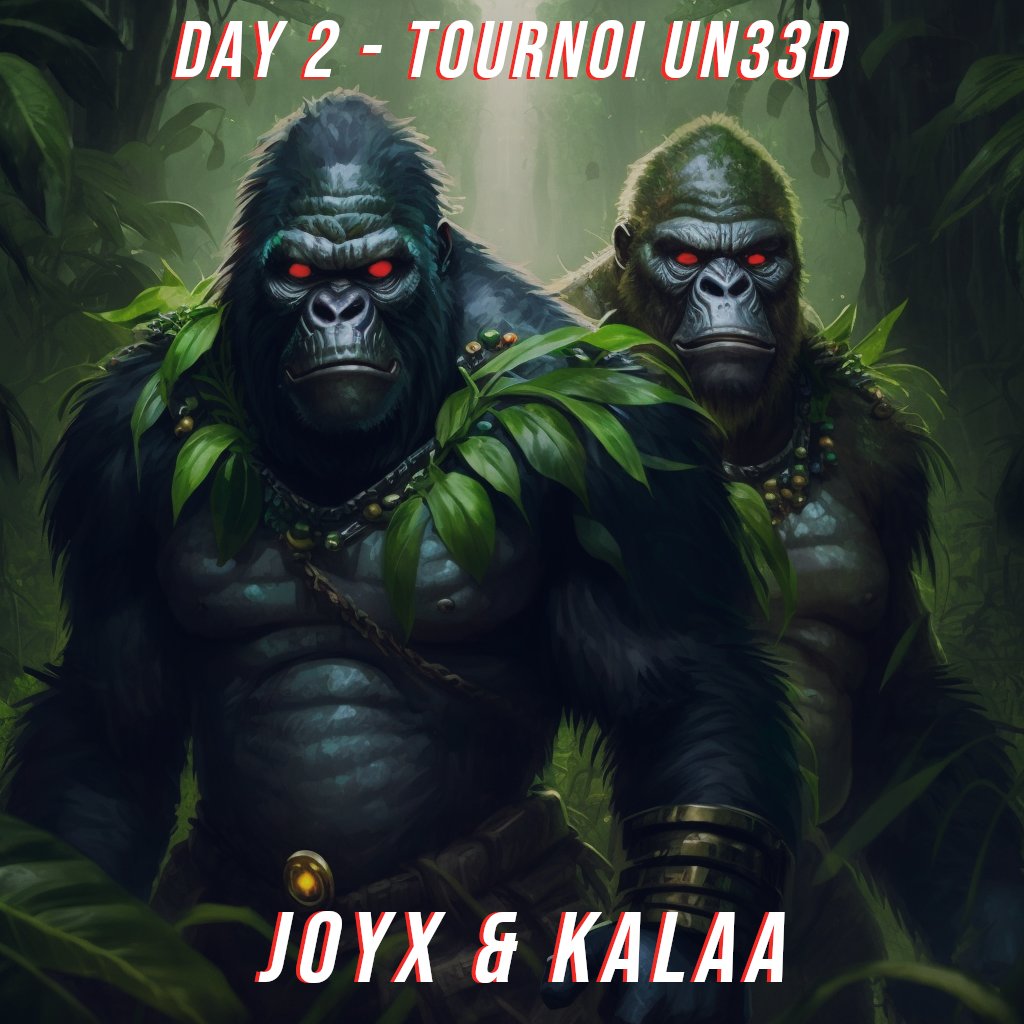 Ce soir c'est Day 2 du tournoi <a href="/TFT/">Teamfight Tactics</a> de <a href="/Un33dTFT/">🎲AEG Un33d</a> ! 🏆

Force à nos Monkeys <a href="/JoyxJonathan/">Joyx</a> &amp; <a href="/Kalaa_hots/">Kalaa</a> !🦍

Il faudra faire un Top 16 pour passer en finale ! 👀